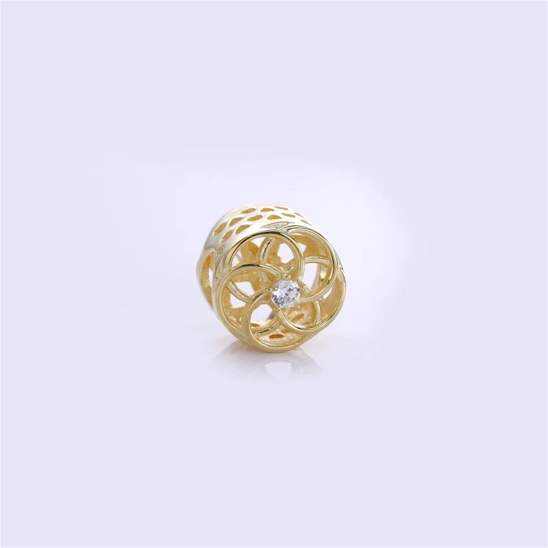 (Bild für) PANDORA Loving Bloom Charm, 14K Gold, klare CZ - 750598CZ - Ansicht 3
