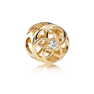 (Bild für) PANDORA Loving Bloom Charm, 14K Gold, klare CZ - 750598CZ