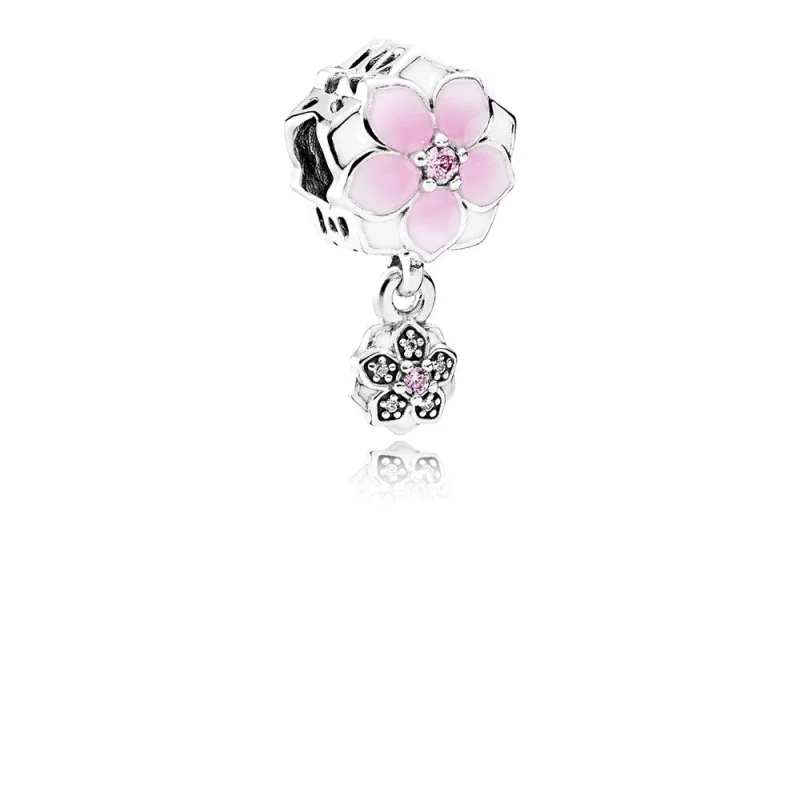 (Bild für) PANDORA Magnolia Bloom Pale Cerise Emaille Pink Clear CZ Da Dangle - 792077PCZ