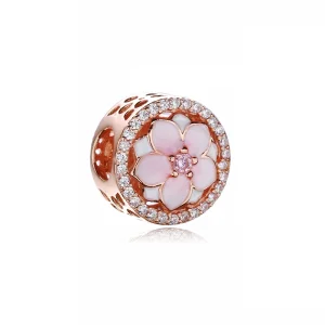 (Bild für) PANDORA Magnolia Bloom Pale Cerise Emaille Pink CZ Charm - 792085PCZA