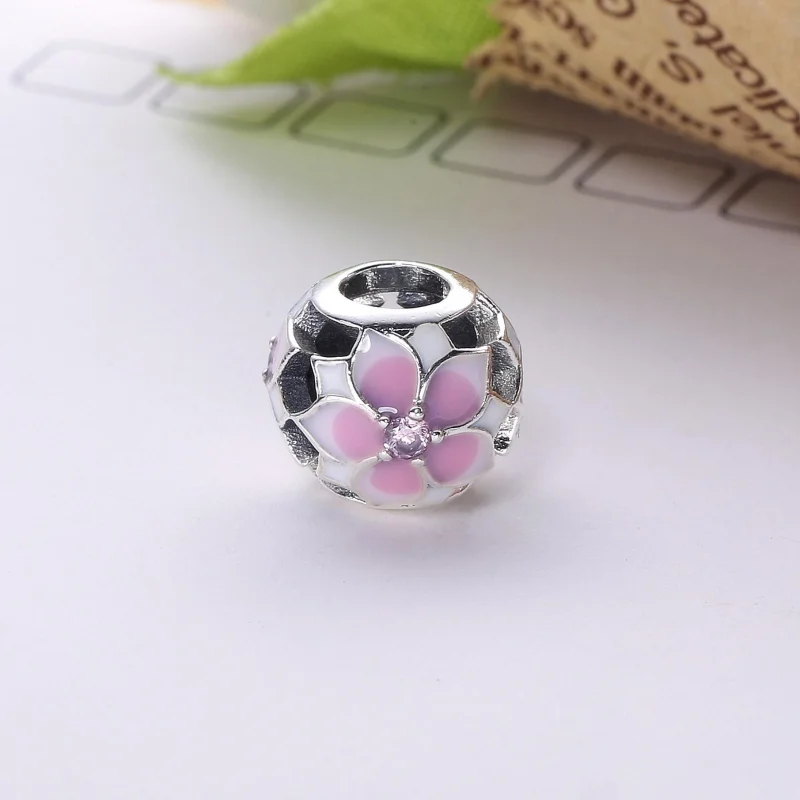 (Bild für) PANDORA Magnolia Bloom Pale Cerise Emaille Pink CZ Charm - 792087PCZ - Ansicht 3