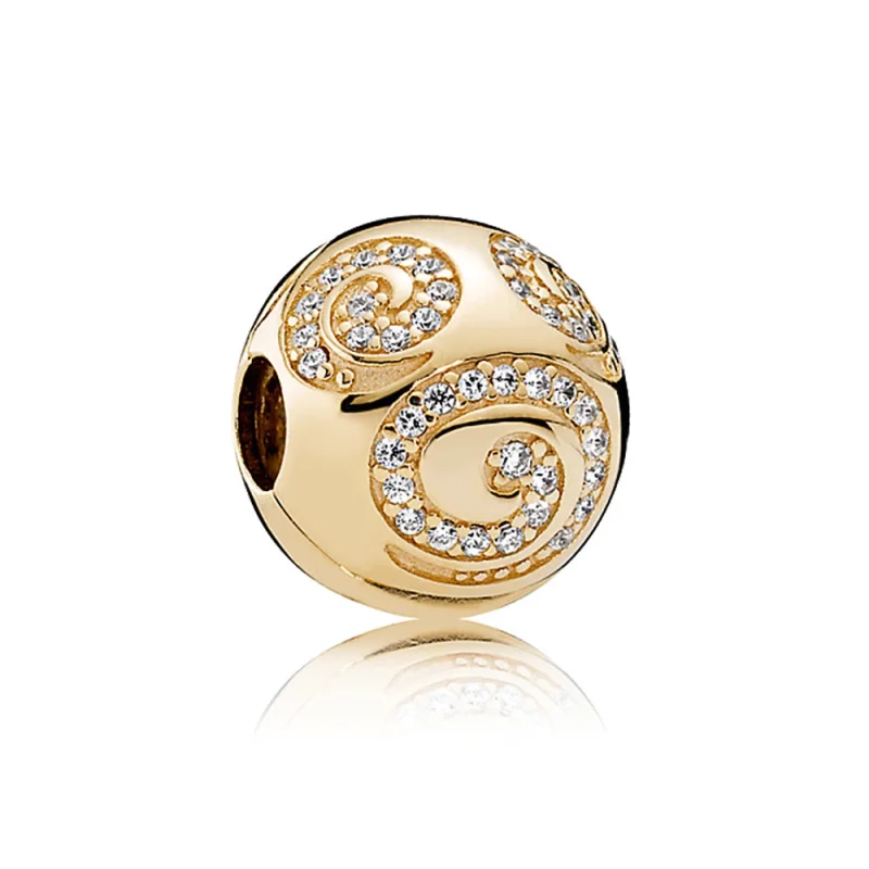 (Bild für) PANDORA Mickey Mouse Gold Swirl Charm Clip - 7501055890729P