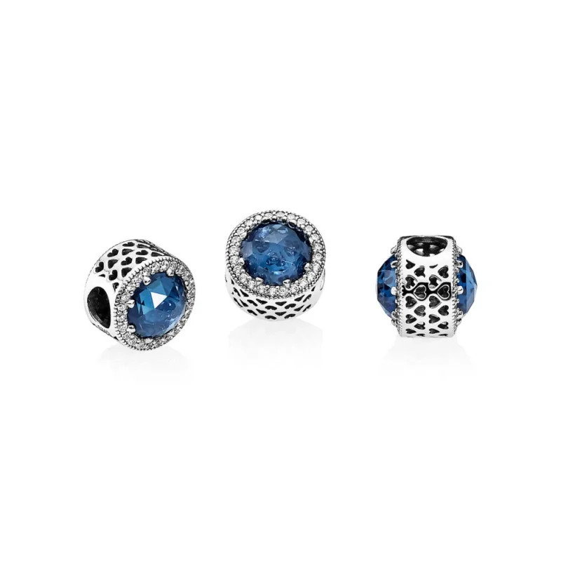 (Bild für) PANDORA Mitternachtsblauer strahlender Herz-Charm - 791725NMB - Ansicht 4