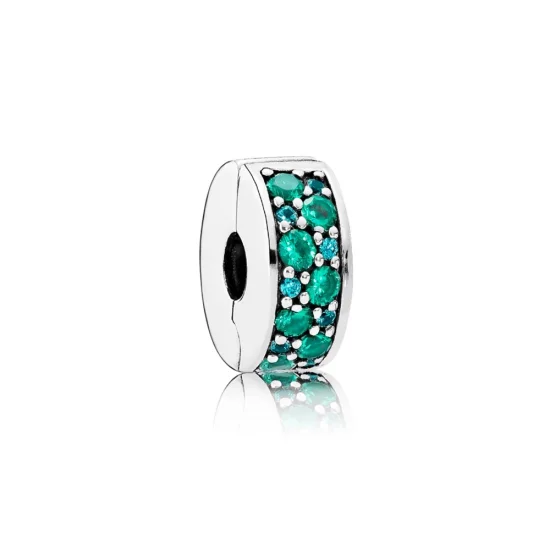 (Bild für) PANDORA Mosaik glänzende Eleganz, mehrfarbige Kristalle, blaugrüner CZ-Abstandshalter - 791817MCZMX