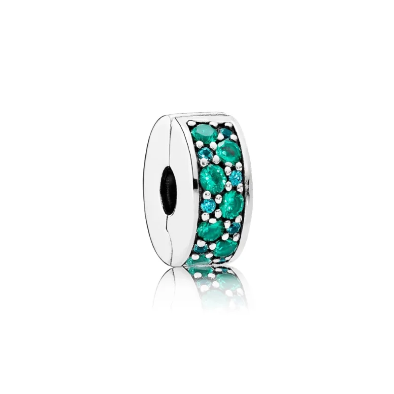 (Bild für) PANDORA Mosaik glänzende Eleganz, mehrfarbige Kristalle, blaugrüner CZ-Abstandshalter - 791817MCZMX