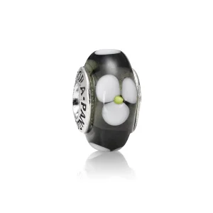 (Bild für) PANDORA Murano-Charm mit schwarzer Blume - 790604