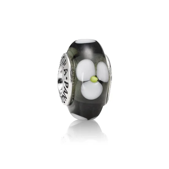 (Bild für) PANDORA Murano-Charm mit schwarzer Blume - 790604