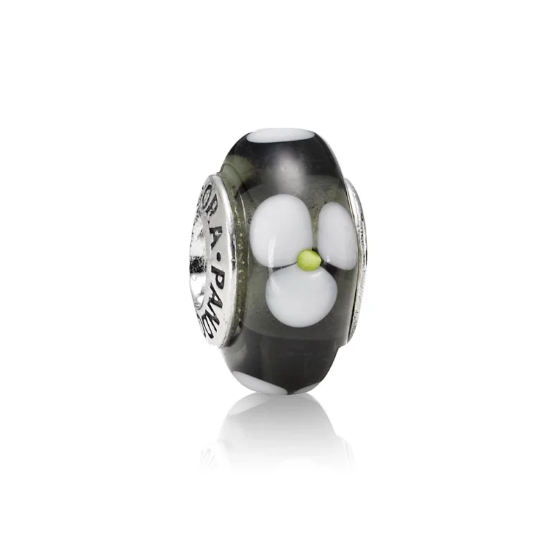 (Bild für) PANDORA Murano-Charm mit schwarzer Blume - 790604