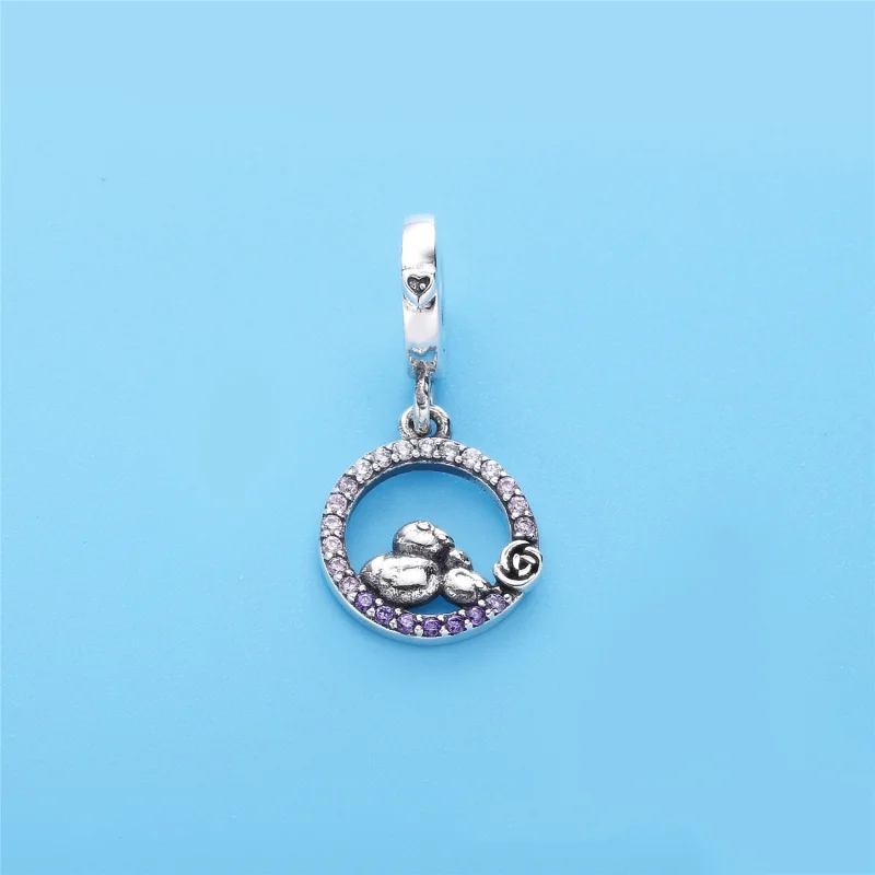 (Bild für) PANDORA Mutter-Baby-Vogel-Anhänger, zartrosa, lila Kristalle, klare CZ - 797060N - Ansicht 2