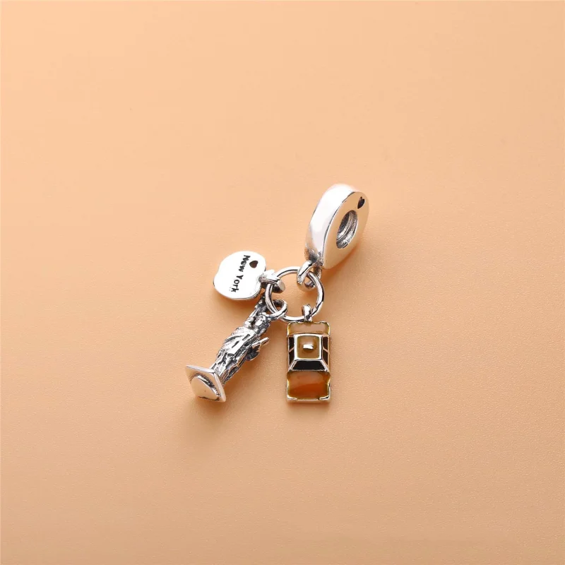 (Bild für) PANDORA New York Highlights Dangle Charm, schwarze und gelbe Emaille - 797198ENM - Ansicht 3