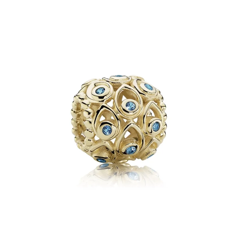 (Bild für) PANDORA Ocean Treasures Charm, Tiefblauer Topas 14K Gold - 750817TPP