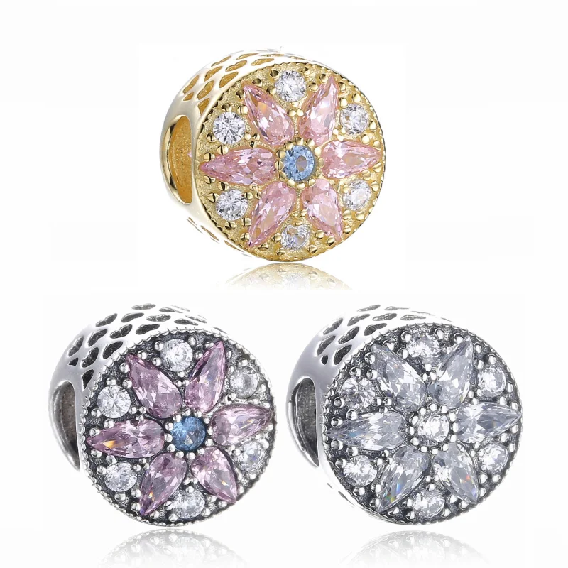 (Bild für) PANDORA Opulenter Blumenanhänger, 14 Karat Gold, mehrfarbige Kristalle, klare CZ - Ansicht 2