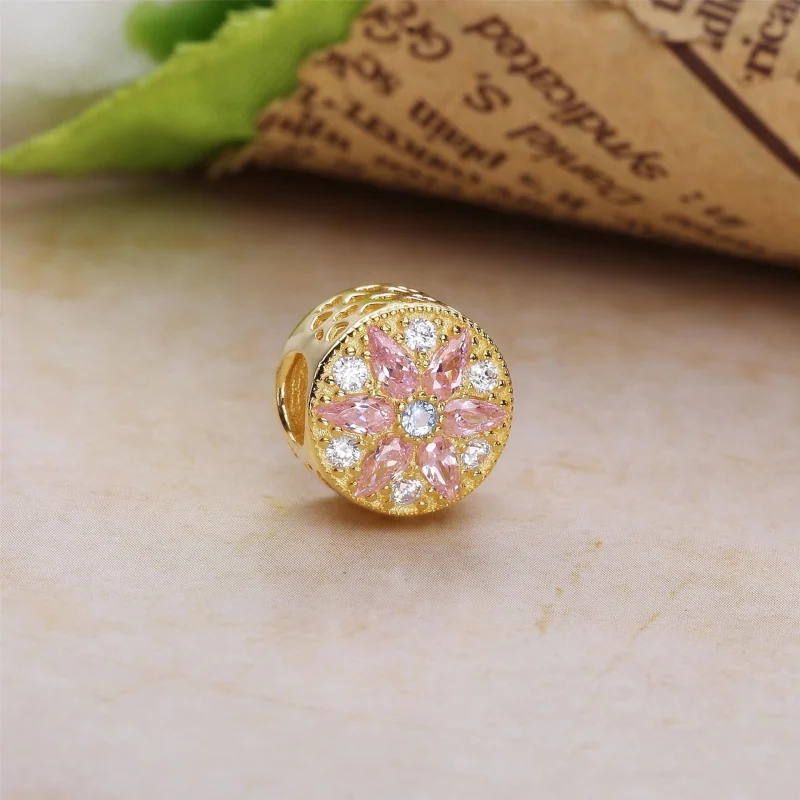(Bild für) PANDORA Opulenter Blumenanhänger, 14 Karat Gold, mehrfarbige Kristalle, klare CZ - Ansicht 3