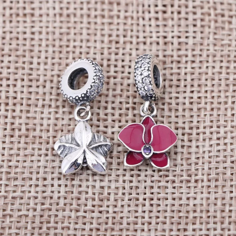 (Bild für) PANDORA Orchidee Silber Anhänger Charm - 791554EN69 - Ansicht 2