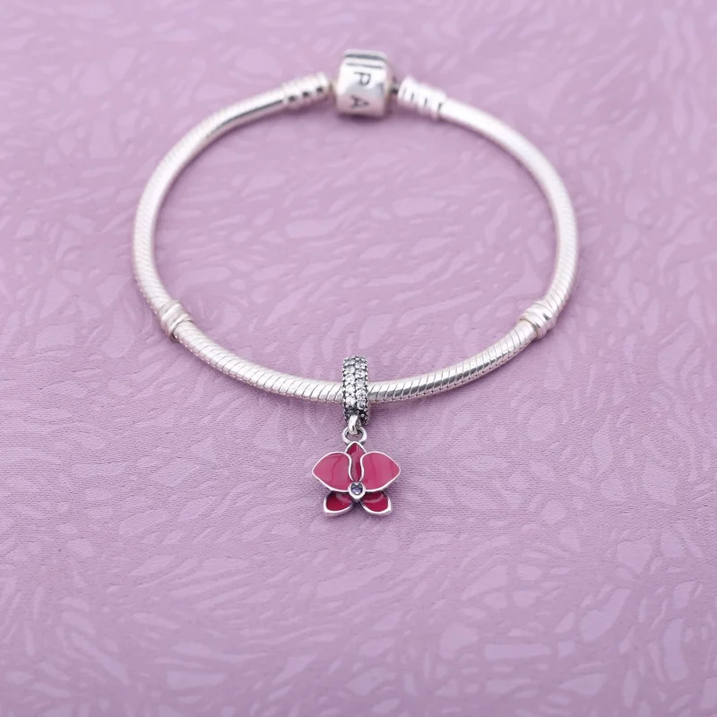 (Bild für) PANDORA Orchidee Silber Anhänger Charm - 791554EN69 - Ansicht 3