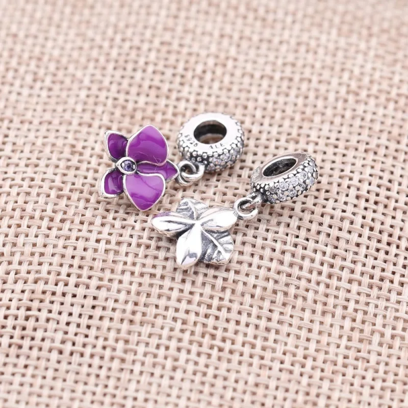 (Bild für) PANDORA Orchidee Silber Anhänger Charm - 791554EN69 - Ansicht 4