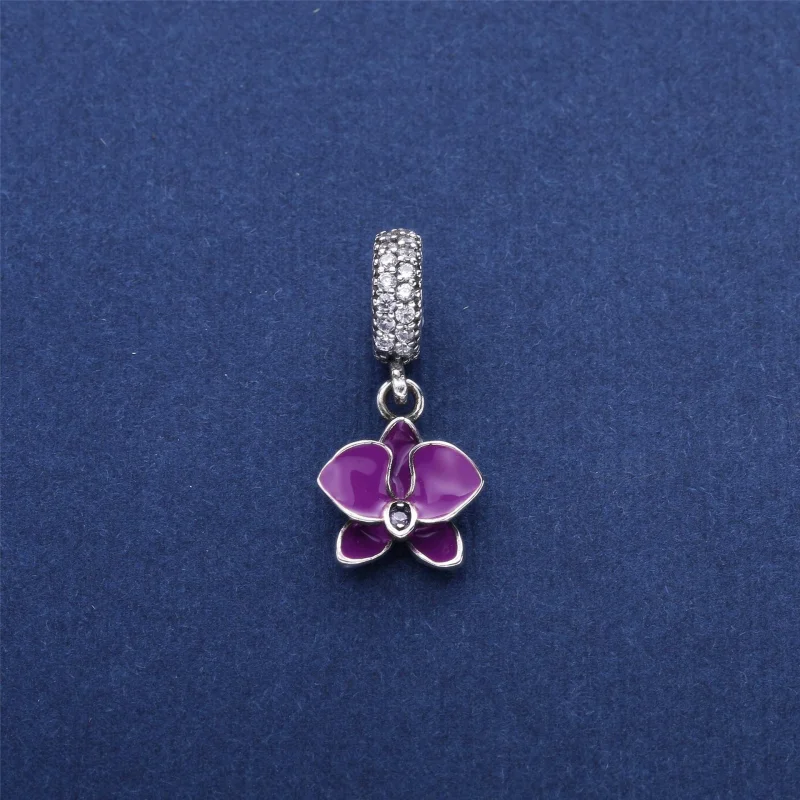(Bild für) PANDORA Orchidee, weiße Emaille, klare Orchidee CZ-Anhänger - 791554EN12 - Ansicht 2