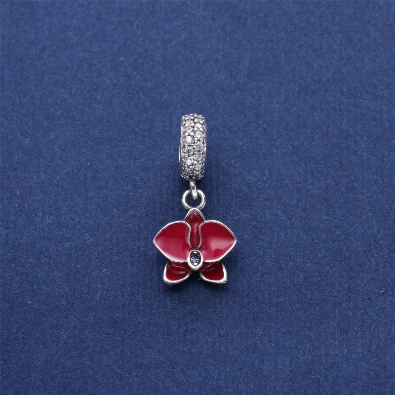 (Bild für) PANDORA Orchidee, weiße Emaille, klare Orchidee CZ-Anhänger - 791554EN12 - Ansicht 3