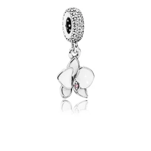 (Bild für) PANDORA Orchidee, weiße Emaille, klare Orchidee CZ-Anhänger - 791554EN12