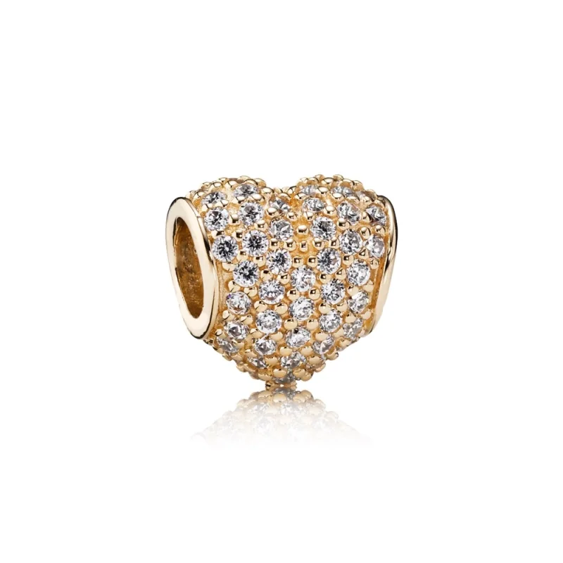 (Bild für) PANDORA Pavé-Herz-Charm, klare CZ, 14 Karat Gold - 750828CZ