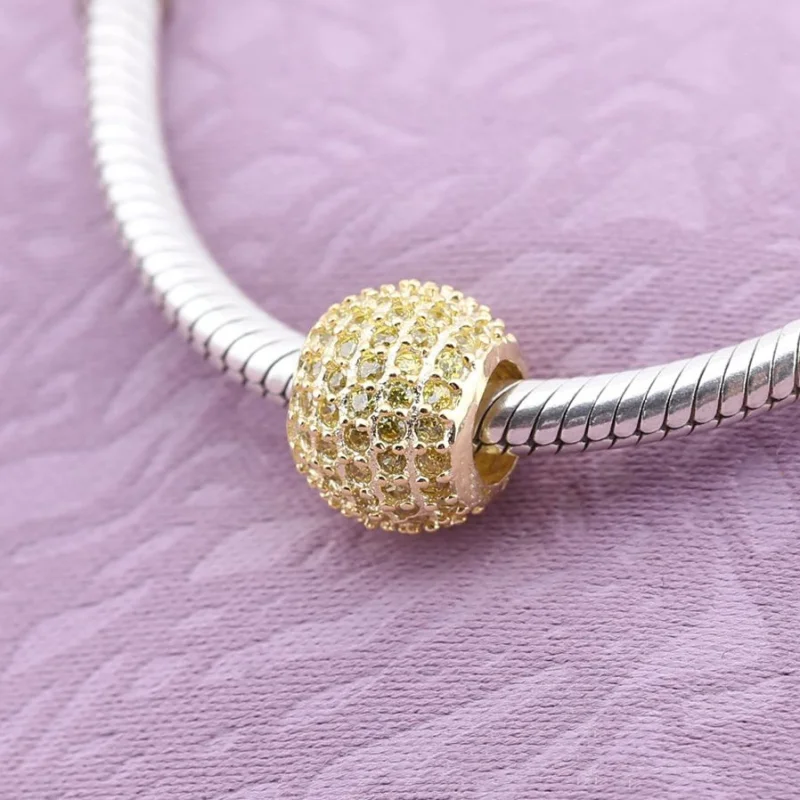 (Bild für) PANDORA Pavé Lights Charm, klare CZ 14K Gold - 750819CZ - Ansicht 3