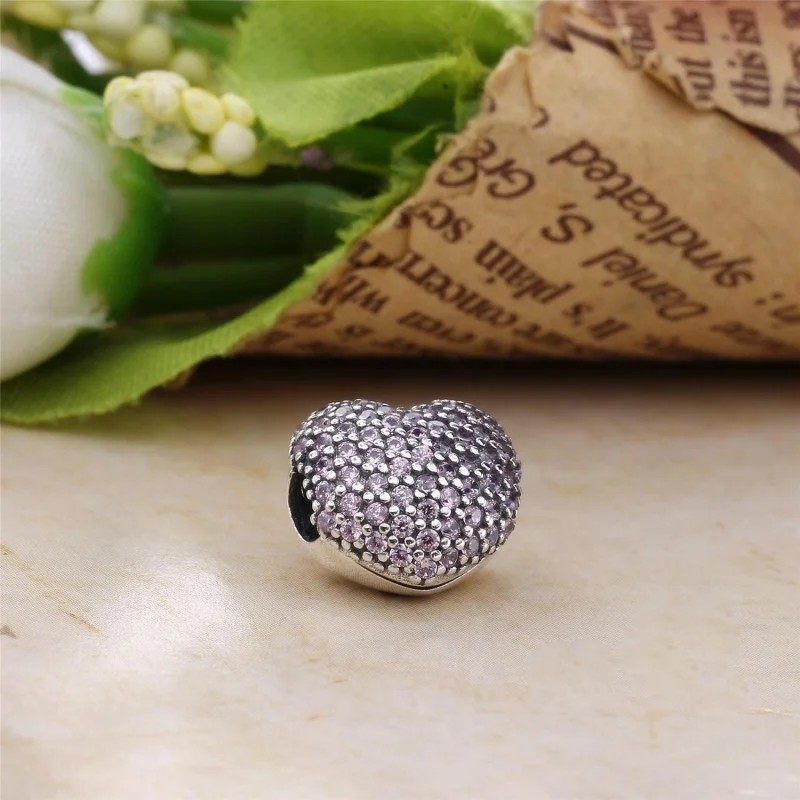(Bild für) PANDORA Pavé Open My Heart Clip, Pink CZ - 791427pczA - Ansicht 2