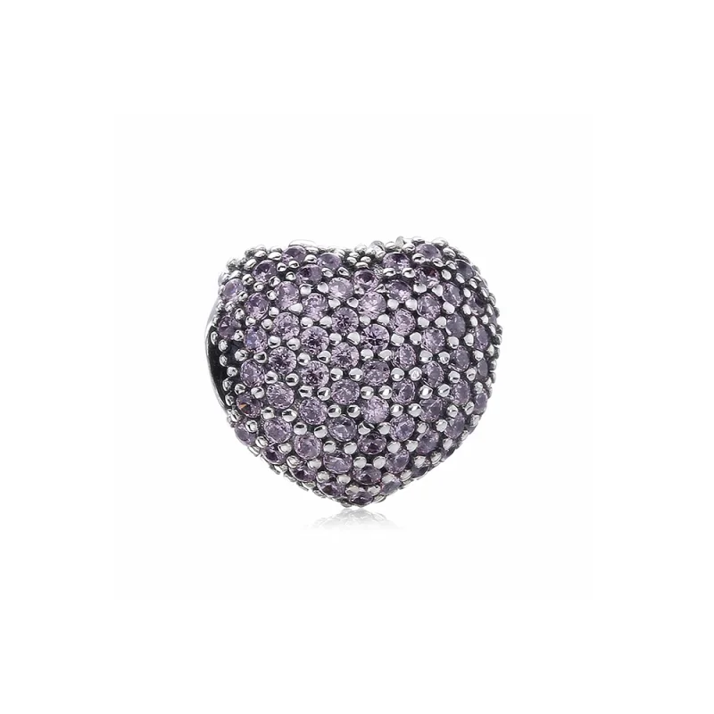 (Bild für) PANDORA Pavé Open My Heart Clip, Pink CZ - 791427pczA