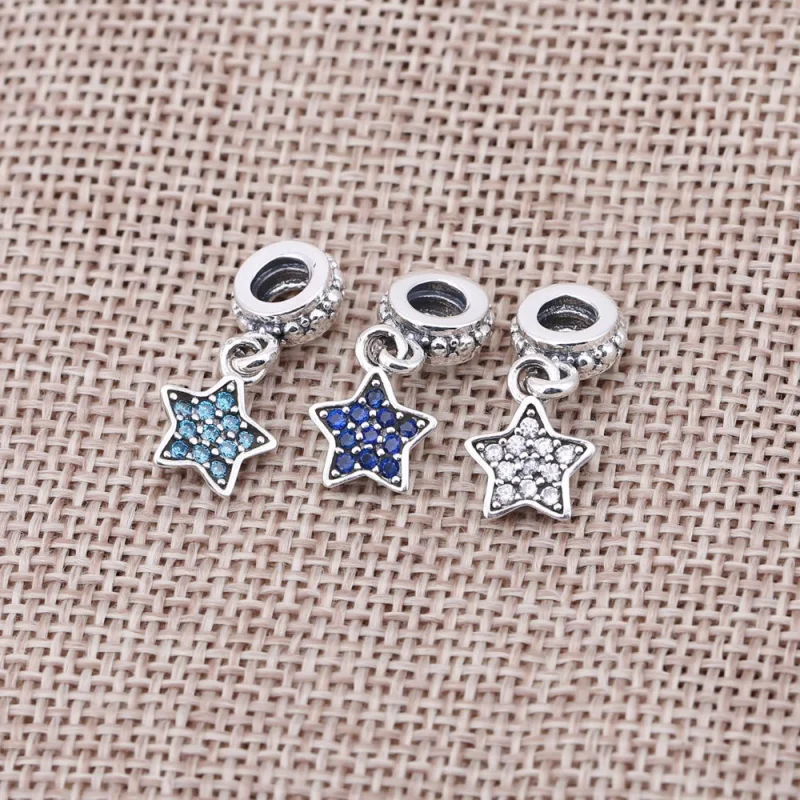 (Bild für) PANDORA Pavé-Stern-Charm mit blauem CZ-Anhänger - 791024CZB - Ansicht 3