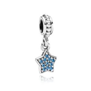 (Bild für) PANDORA Pavé-Stern-Charm mit blauem CZ-Anhänger - 791024CZB