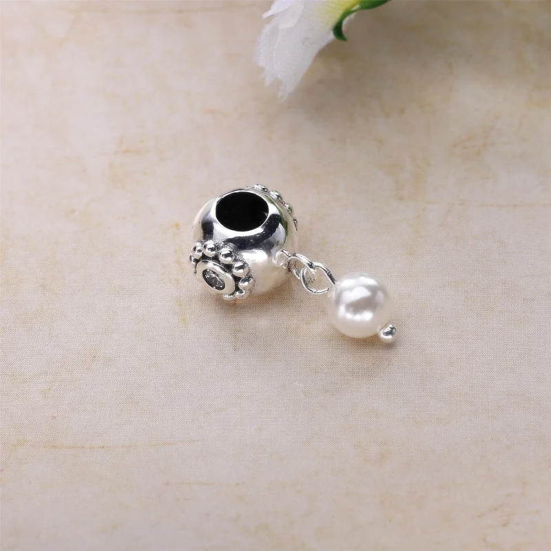 (Bild für) PANDORA Perle der Weisheit Baumeln, weiße Perle, klare CZ - 790873P - Ansicht 3