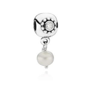 (Bild für) PANDORA Perle der Weisheit Baumeln, weiße Perle, klare CZ - 790873P