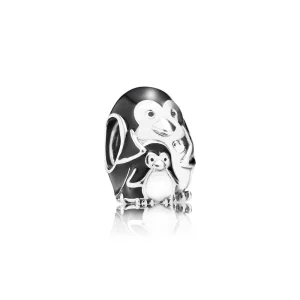 (Bild für) PANDORA Pinguin-Familien-Charm, schwarze Emaille - 791404EN60