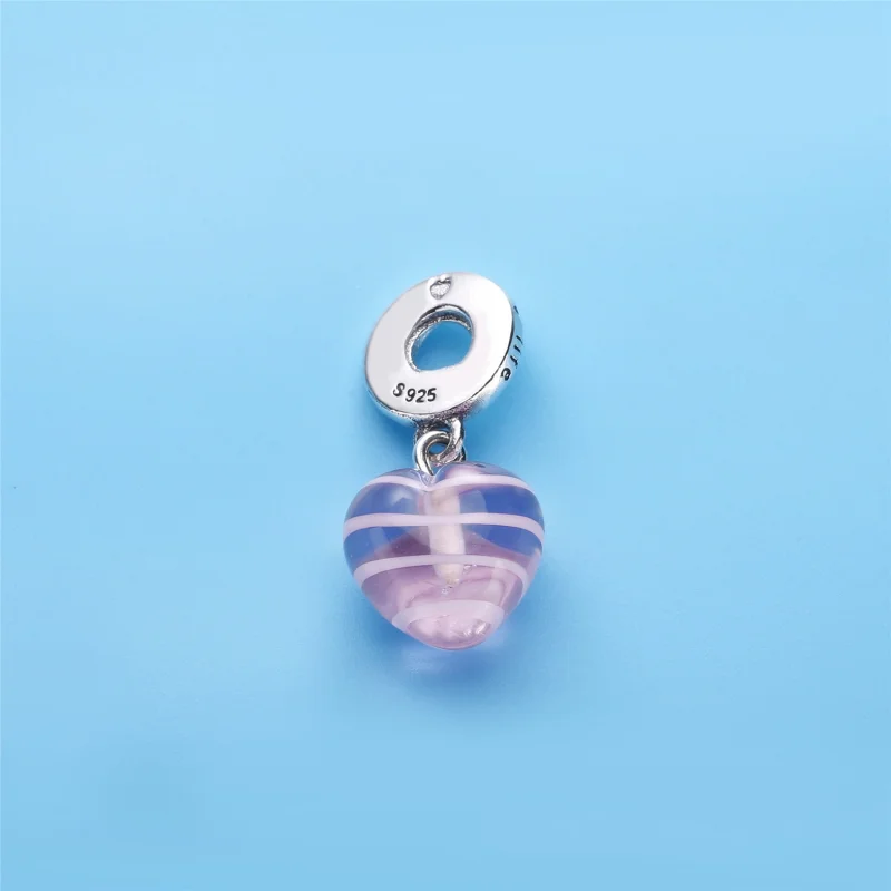 (Bild für) PANDORA Pink Ribbon Heart Dangle Charm, Muranoglas - 797069 - Ansicht 2