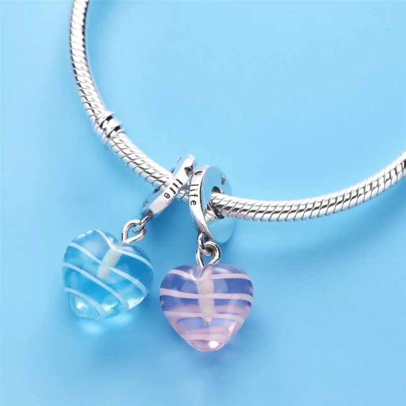 (Bild für) PANDORA Pink Ribbon Heart Dangle Charm, Muranoglas - 797069 - Ansicht 3