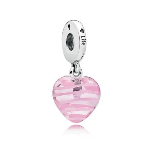(Bild für) PANDORA Pink Ribbon Heart Dangle Charm, Muranoglas - 797069