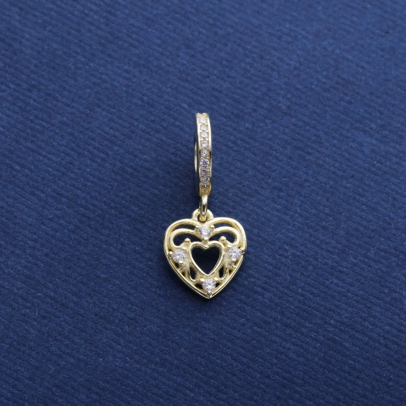 (Bild für) PANDORA Romantischer Herz-Anhänger, 14 Karat Gold, klare CZ - 751001CZ - Ansicht 2
