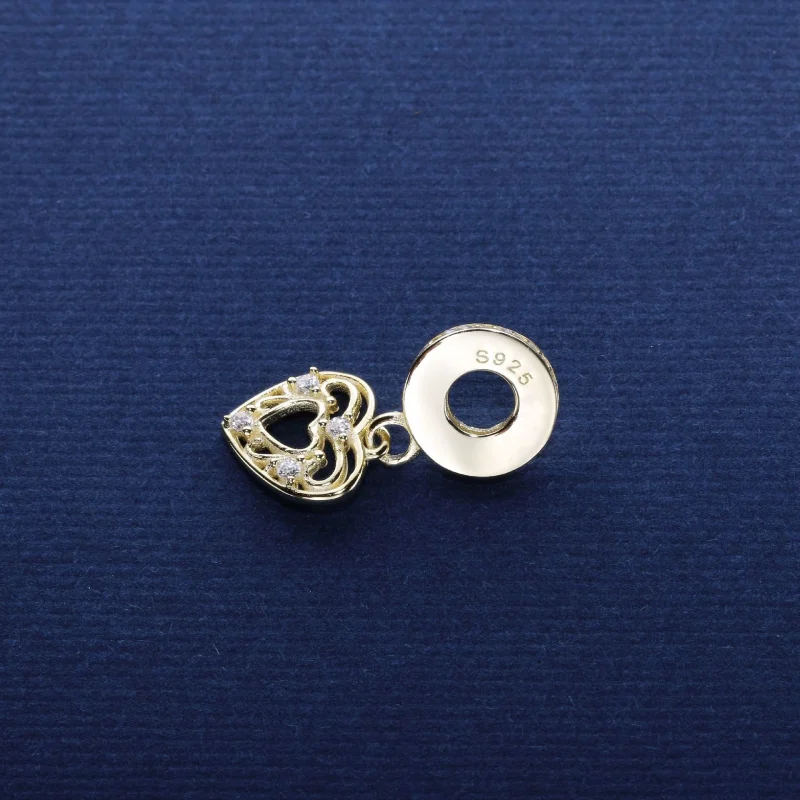 (Bild für) PANDORA Romantischer Herz-Anhänger, 14 Karat Gold, klare CZ - 751001CZ - Ansicht 3