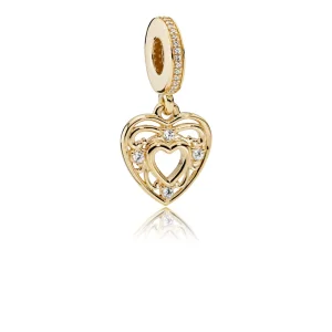 (Bild für) PANDORA Romantischer Herz-Anhänger, 14 Karat Gold, klare CZ - 751001CZ