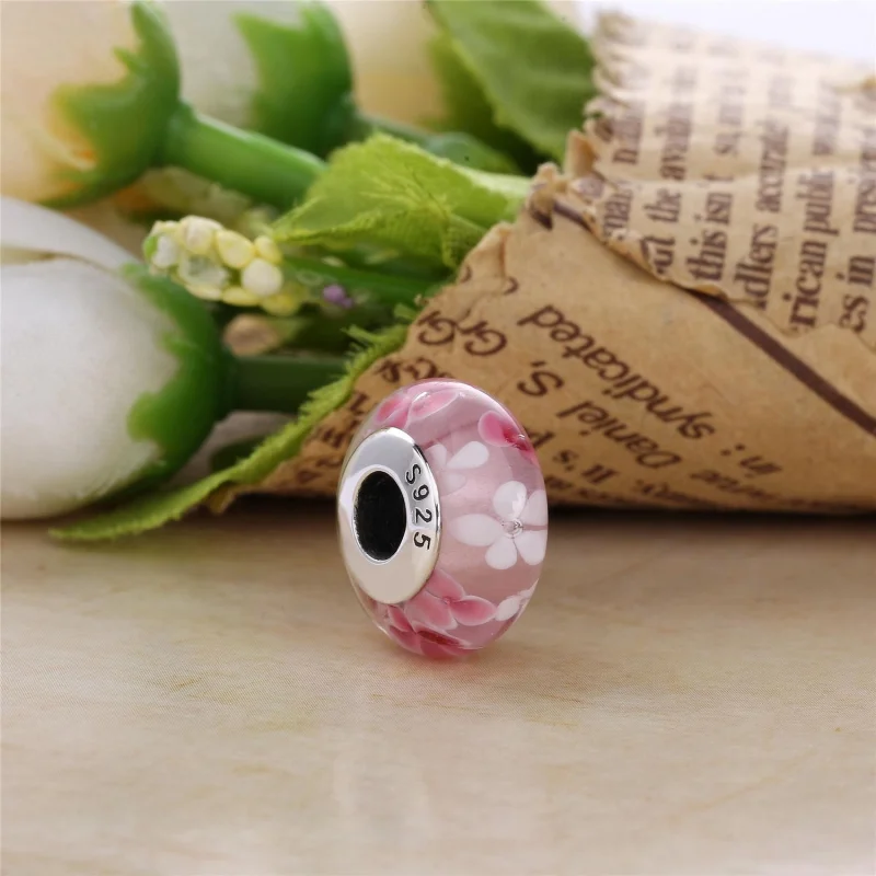 (Bild für) PANDORA Rosa Blumen-Glas-Murano-Charm - 791652A - Ansicht 2