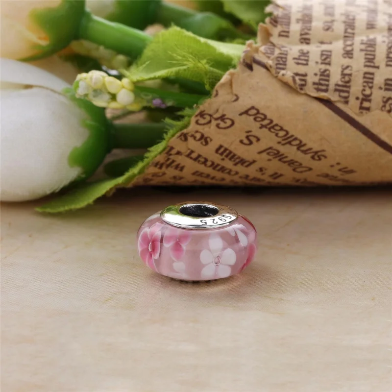(Bild für) PANDORA Rosa Blumen-Glas-Murano-Charm - 791652A - Ansicht 3
