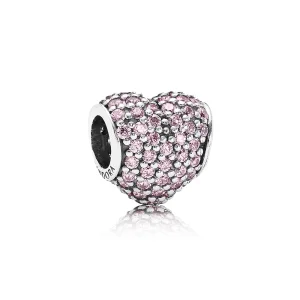 (Bild für) PANDORA Rosa Pavé-Herz-Charm - 791052PCZ