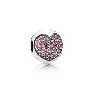 (Bild für) PANDORA Rosa Pavé-Herzclip - 791053CZS