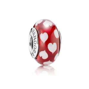 (Bild für) PANDORA Rote und weiße Herz-Murano-Perle - 790948