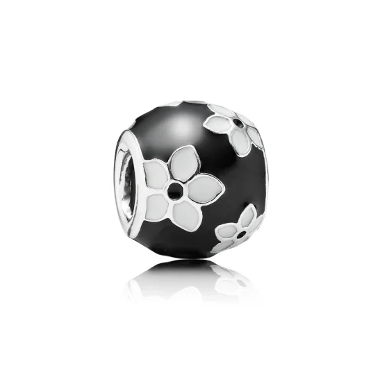 (Bild für) PANDORA Schwarz-Weiß-Blumen-Charm - 791398ENMX