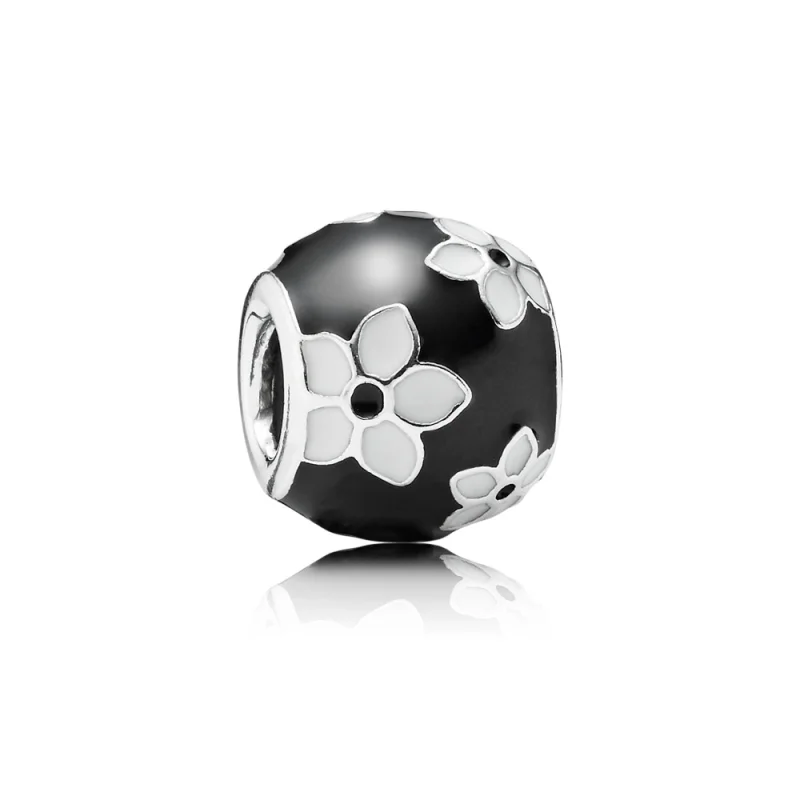 (Bild für) PANDORA Schwarz-Weiß-Blumen-Charm - 791398ENMX