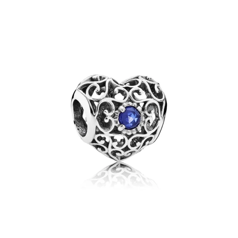 (Bild für) PANDORA September Signature Herz-Geburtsstein-Charm - 791784SSA