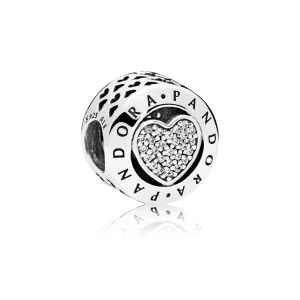 (Bild für) PANDORA Signature Heart Clear CZ Charm - 796218CZ