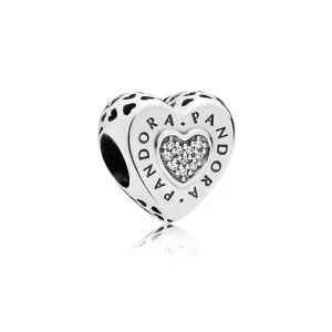 (Bild für) PANDORA Signature Herz-Charm, klare CZ - 797375CZ