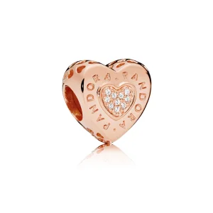 (Bild für) PANDORA Signature Herz-Charm, PANDORA Rose™ und klare CZ - 787375CZ