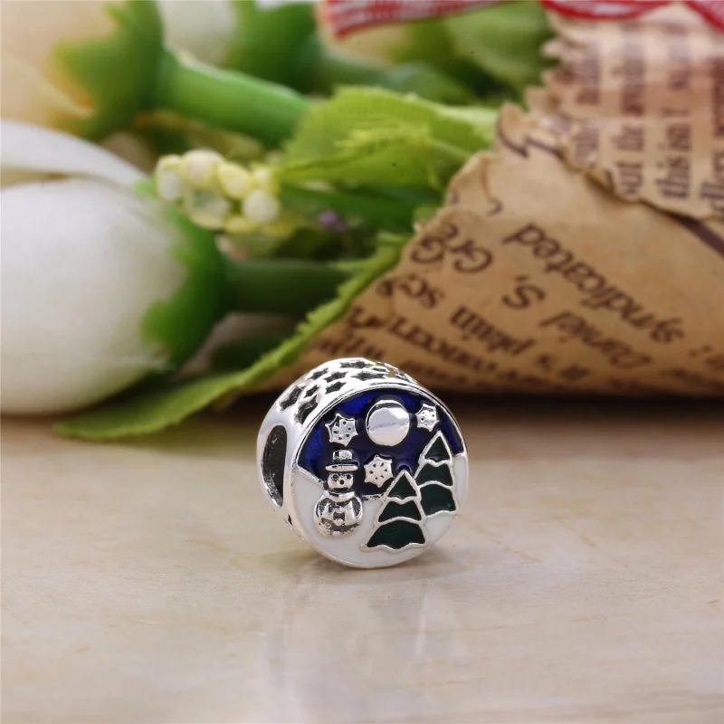 (Bild für) PANDORA Snowy Wonderland Charm, blaue und grüne Emaille - 796384ENMX - Ansicht 2